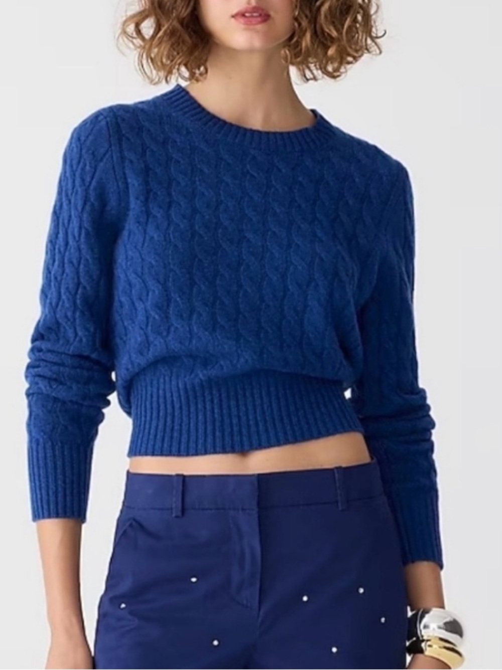 J.Crew Cashmere Shrunken Cable-knit Crewneck Sweater